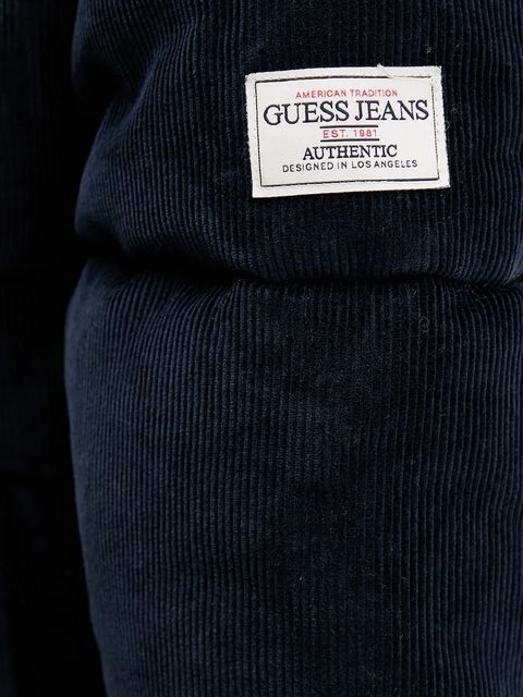 Guess Jeans kurtka sztruksowa kolor granatowy zimowa W5BL17 W2061