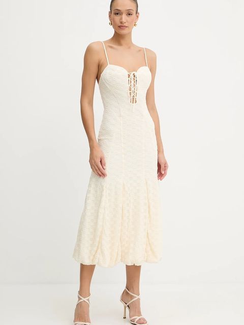 Bardot sukienka kolor beżowy maxi dopasowana 59928DB - zdjęcie produktu nr 1