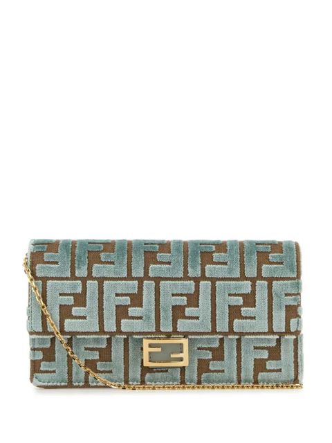 FENDI Baguette embroidered canvas clutch bag - Green - zdjęcie produktu nr 1