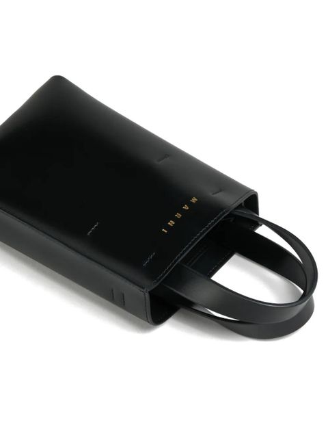 Marni nano Museo leather tote bag - Black