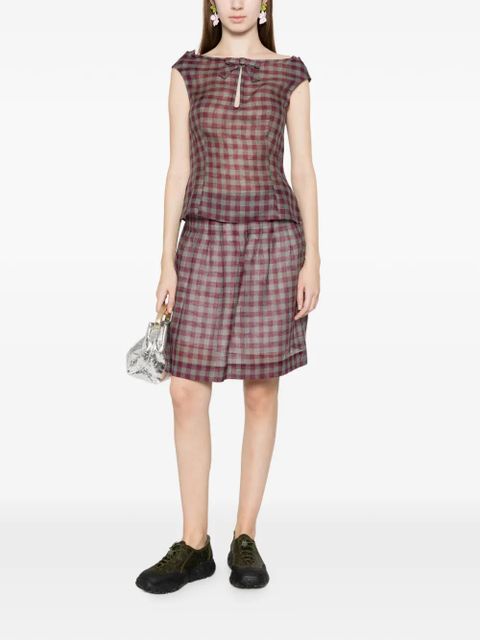 SHUSHU/TONG pleated check mini skirt - Purple - zdjęcie produktu nr 2
