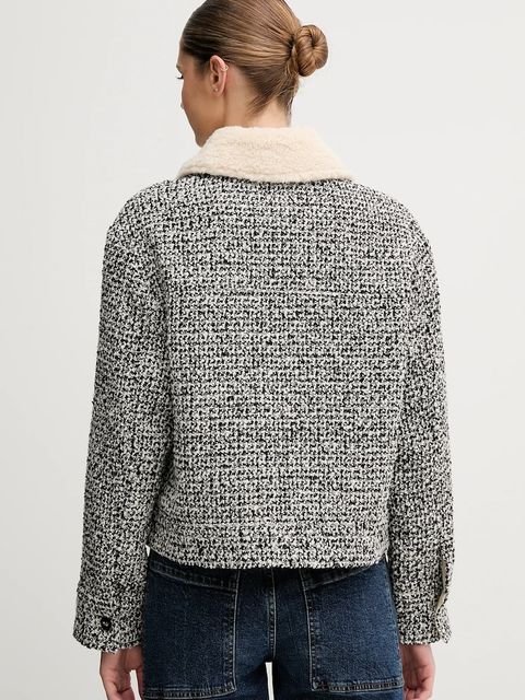 United Colors of Benetton kurtka koszulowa z wełną kolor szary przejściowa oversize - zdjęcie produktu nr 2