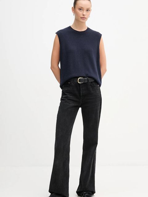 United Colors of Benetton kamizelka z dodatkiem wełny kolor granatowy lekki 126WD10BA - zdjęcie produktu nr 2