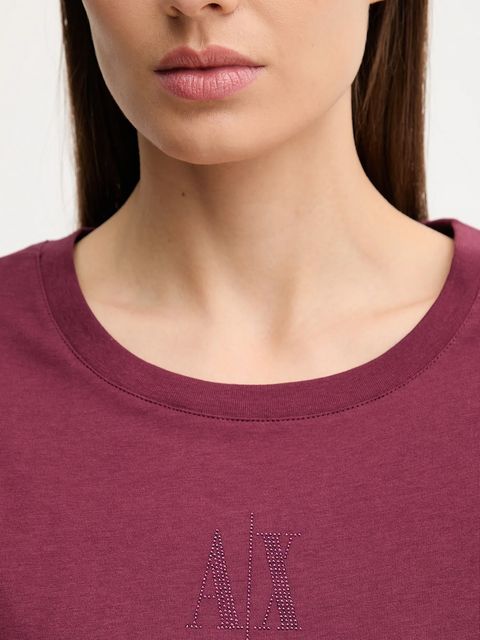 Armani Exchange t-shirt bawełniany damski kolor bordowy XW000830 AF10356