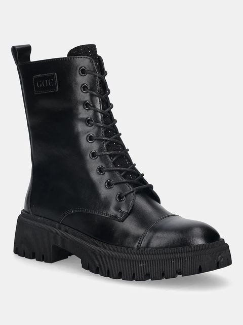 GOE workery skórzane damskie kolor czarny na platformie lekko ocieplone SS2N4121 BLACK - zdjęcie produktu nr 1