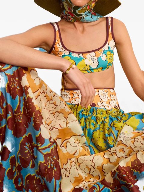 ALEMAIS floral-print drawstring-waist skirt - Blue