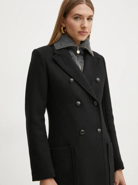 Morgan płaszcz z domieszką wełny GMIDI kolor czarny przejściowy dwurzędowy GMIDI