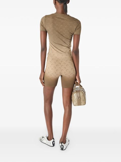 Marine Serre Moon-print faded shorts - Neutrals