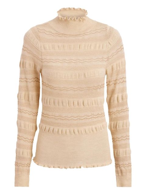 Marie Oliver Adison ruffled high-neck wool jumper - Neutrals - zdjęcie produktu nr 1