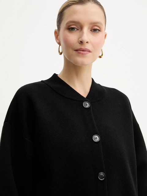 BOSS kardigan wełniany damski kolor czarny 50543544