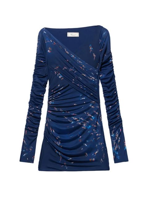 Blumarine draped print dress - Blue - zdjęcie produktu nr 1