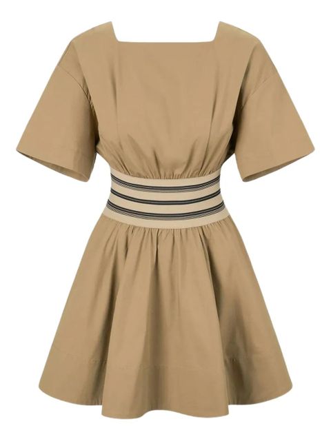 STAUD Amy square-neck striped dress - Neutrals