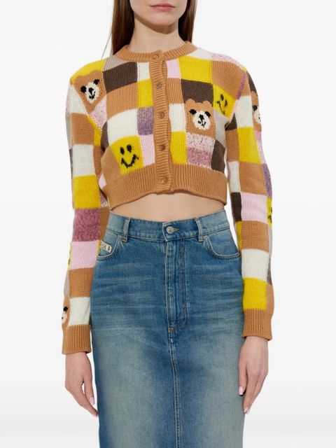 Moschino patchwork-pattern cardigan - Brown