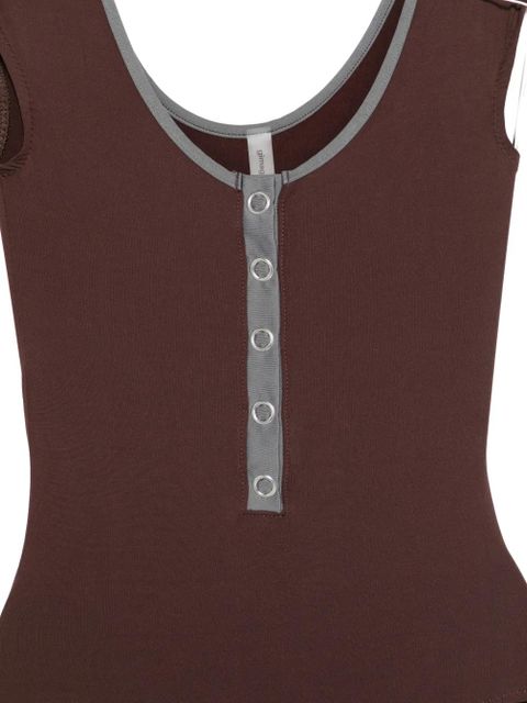 Gimaguas Petra button contrast-trim swimsuit - Brown