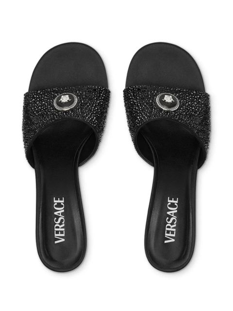 Versace 45mm Alia Medusa embellished mules - Black