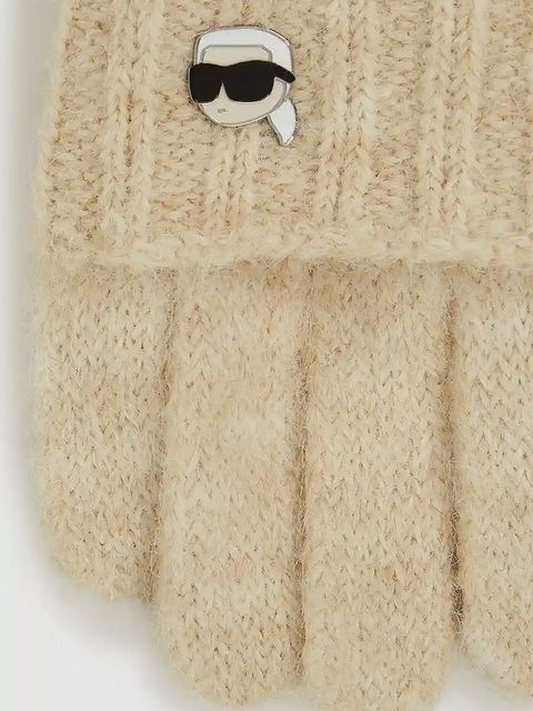 Karl Lagerfeld rękawiczki IKON damskie kolor beżowy A4W33054