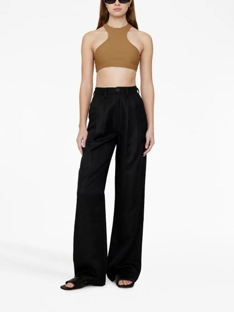 ANINE BING waffle-effect bikini top - Brown