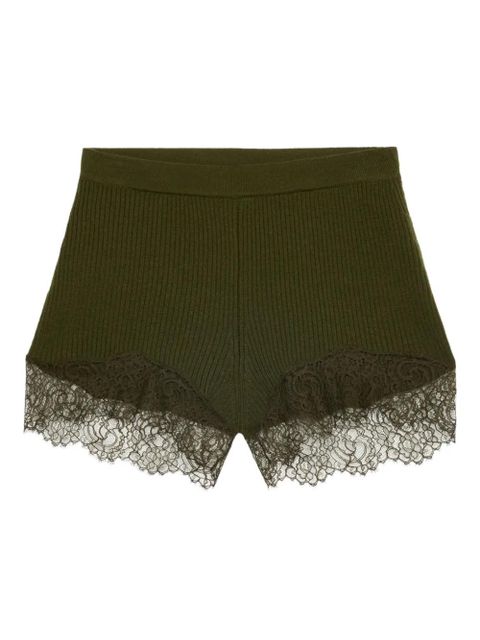 Blumarine ribbed lace-trimmed shorts - Green - zdjęcie produktu nr 1