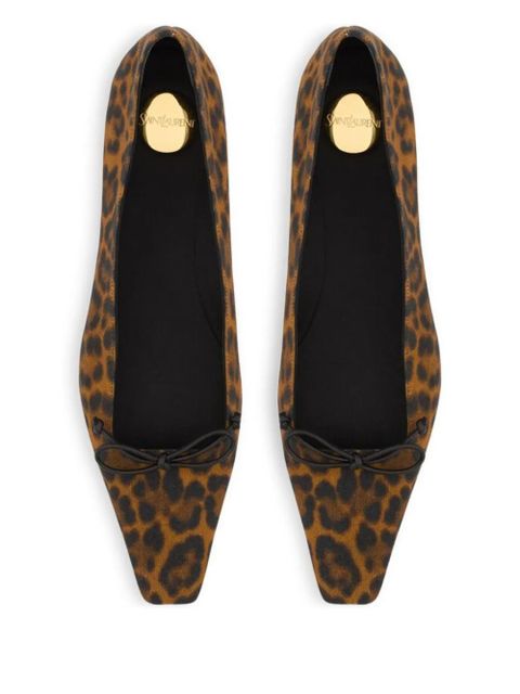 Saint Laurent Poppy leopard-print ballet flats - Brown