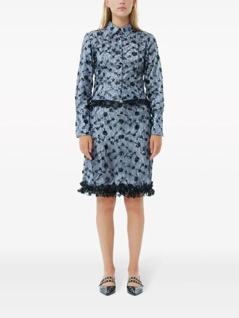 GANNI sequin-embellished cropped shirt - Blue