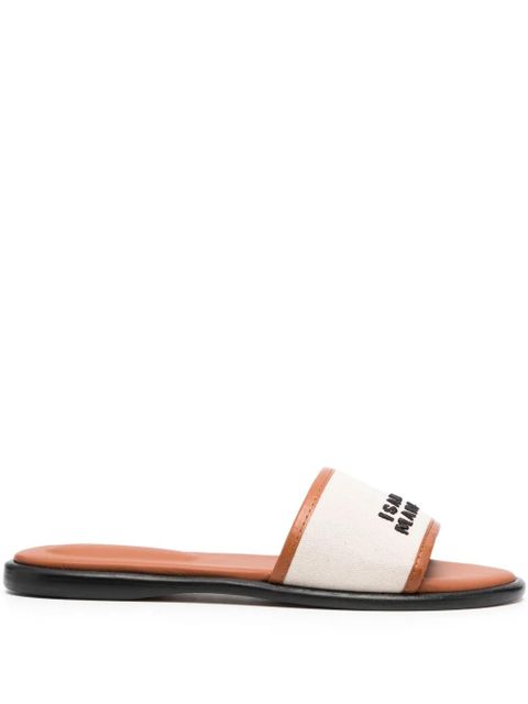 ISABEL MARANT Vikee logo cotton slides - Neutrals - zdjęcie produktu nr 1