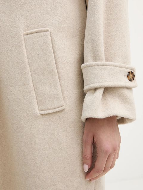 Pedro del Hierro płaszcz z dodatkiem wełny kolor beżowy 7522239