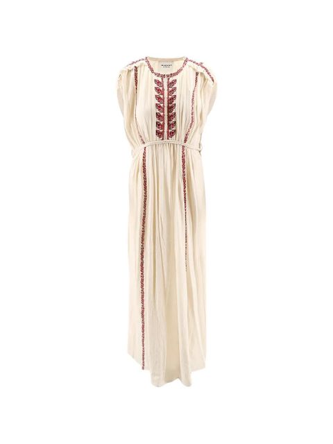 MARANT ÉTOILE embroidered tie waist dress - Neutrals - zdjęcie produktu nr 1
