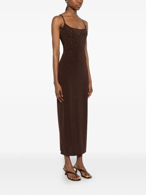 MC2 Saint Barth rhinestone-embellished scoop-neck maxi dress - Brown