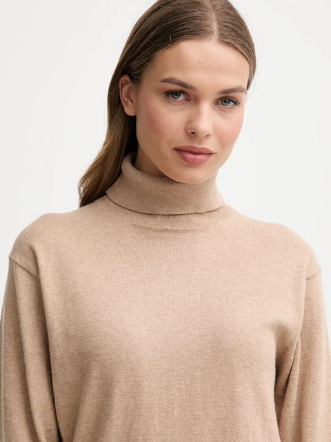 Pepe Jeans sweter z domieszką kaszmiru damski kolor beżowy lekki z golfem PL7000036