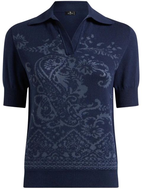 ETRO paisley-jacquard polo top - Blue - zdjęcie produktu nr 1