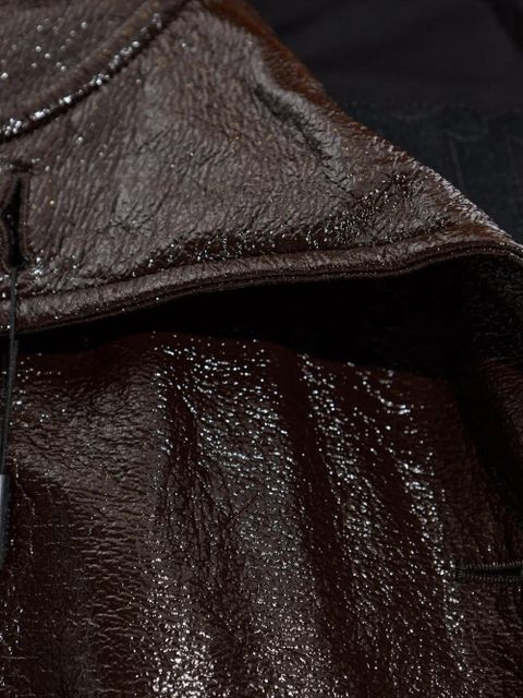 Sportmax leather-effect cuffed-sleeves cropped jacket - Brown