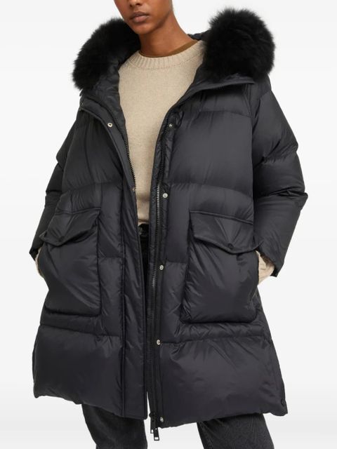 Yves Salomon lambshearling-hooded down jacket - Black