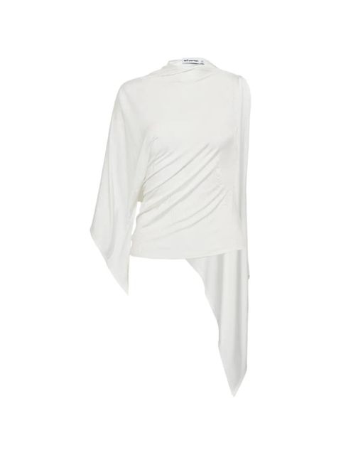 Self-Portrait draped relaxed-fit top - White - zdjęcie produktu nr 1