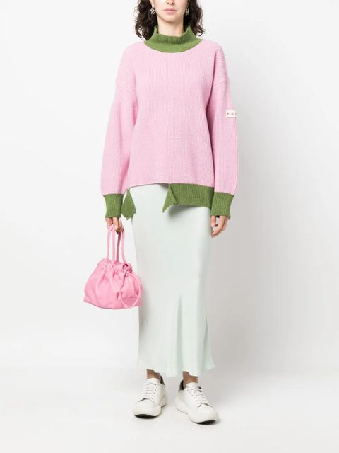 Marni asymmetric raw-edge ribbed jumper - Pink - zdjęcie produktu nr 2
