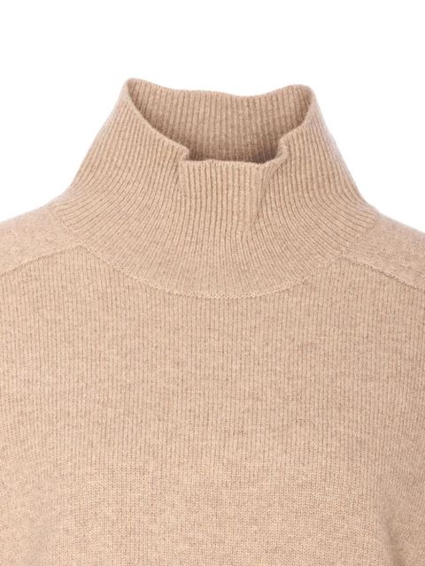 Tory Burch embroidered-logo high-neck sweater - Neutrals