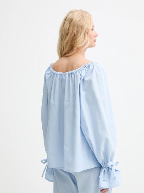 The Sleeper bluzka lniana damska kolor niebieski gładka CHBL06P010N - zdjęcie produktu nr 2