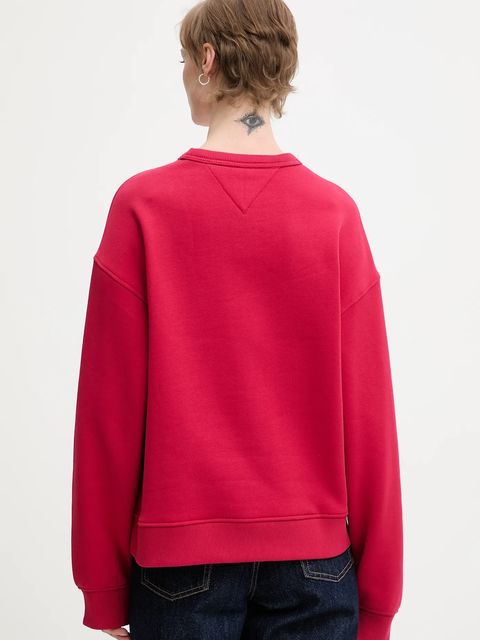 Tommy Jeans bluza bawełniana damska kolor bordowy z aplikacją DW0DW17325