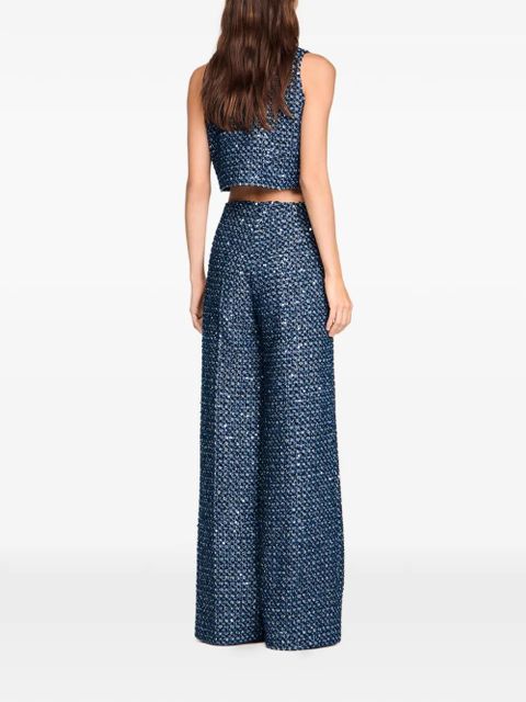 SANDRO sequin-embellished straight trousers - Blue