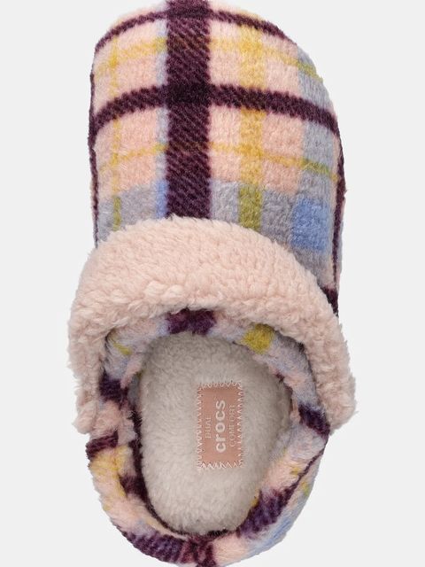 Crocs kapcie Classic Cozzzy Plaid Slipper kolor różowy 211911