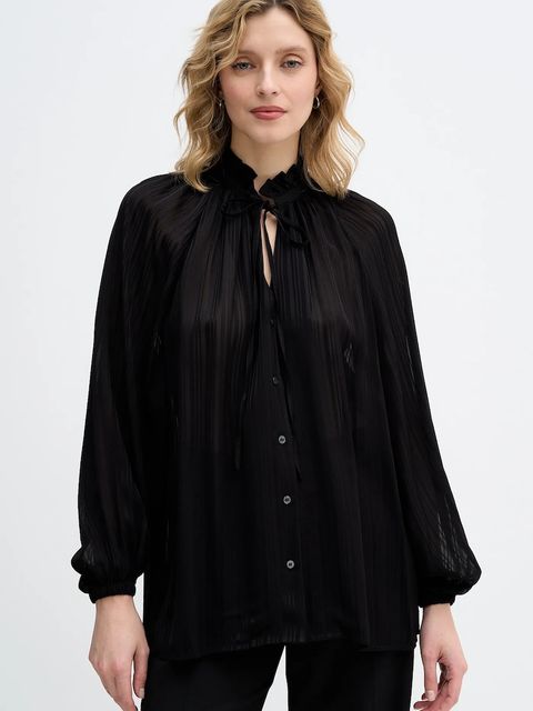 Sisley koszula damska kolor czarny relaxed z wiązanym dekoltem 5FGXLQ0A5 - zdjęcie produktu nr 1