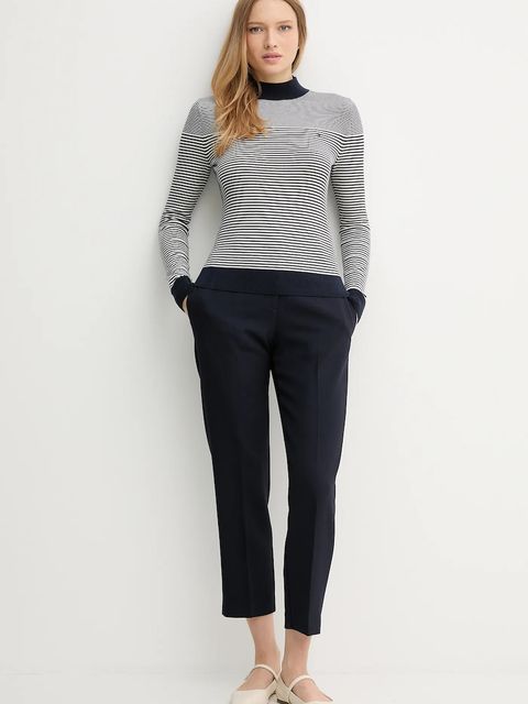 Tommy Hilfiger spodnie damskie kolor granatowy proste high waist WW0WW48355 - zdjęcie produktu nr 2