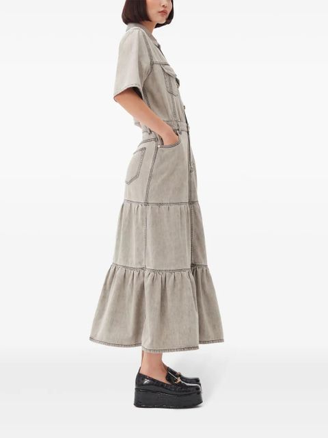 GANNI tiered denim maxi dress - Grey - zdjęcie produktu nr 1