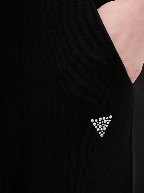 Guess spodnie dresowe bawełniane PRIMULA damskie kolor czarny gładkie V5GB07 KCRP0