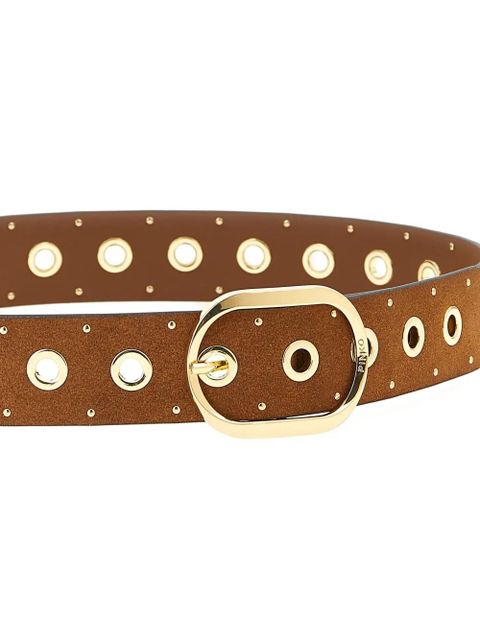 PINKO studded cut-out leather belt - Brown