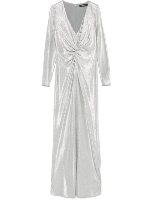 Lauren Ralph Lauren twist-detail gown - Silver - zdjęcie produktu nr 1