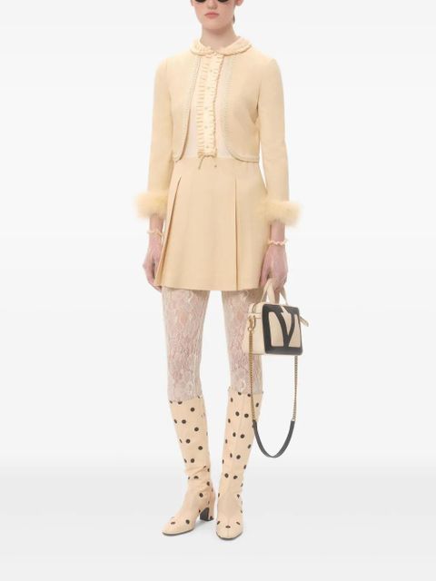 Valentino Garavani feather-trim mini dress - Neutrals