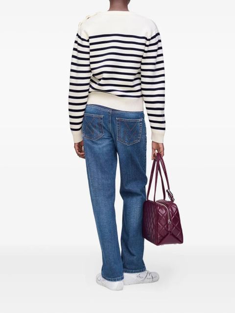 Marc Jacobs Breton stripe button-detailed sweater - White