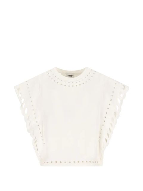 MARANT ÉTOILE Odyle eyelet trim T-shirt - White - zdjęcie produktu nr 1