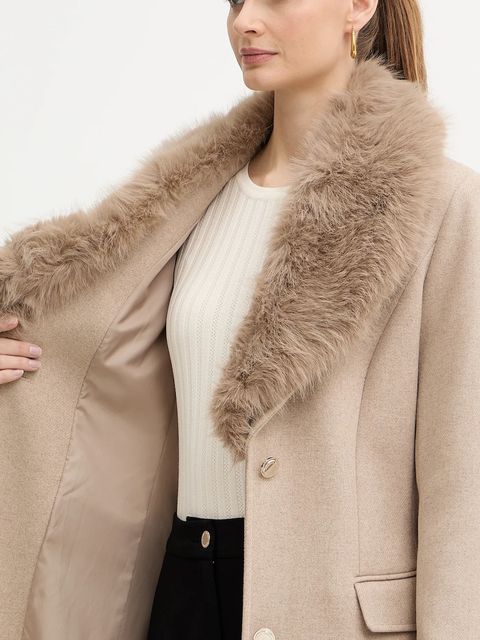 Morgan płaszcz z dodatkiem wełny kolor beżowy GPEAKS