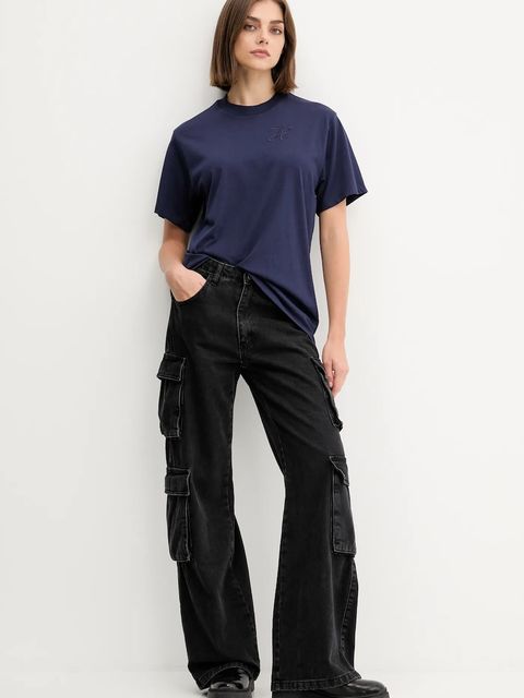 HUGO t-shirt bawełniany damski kolor granatowy 50550901
